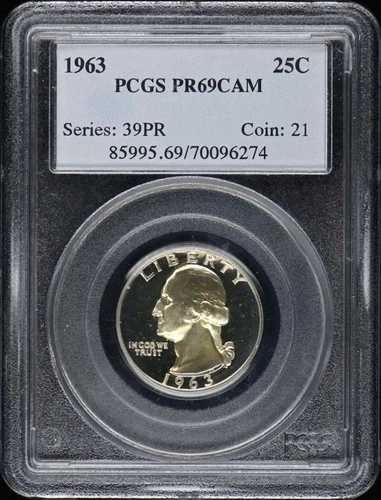1963年 25セント ワシントン クォーター PCGS PR69CAM