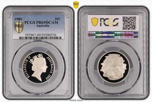 1989年 プルーフ 20セント 20セント オーストラリア PCGS PR69DCAM FDC UNC #3704 52,800円