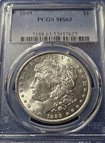 1889 PCGS MS63 モーガン シルバー ダラー チョイス BU 未流通の美しいコイン!