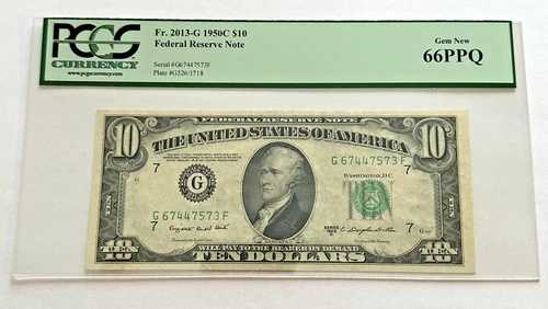 1950 C $10 シカゴ Fr. 2013-G PCGS ジェム 新品 66PPQ 45,045円