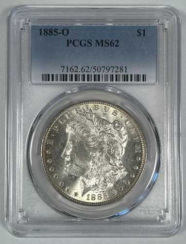 1885-O モルガン銀貨 1ドル硬貨 PCGS MS 62