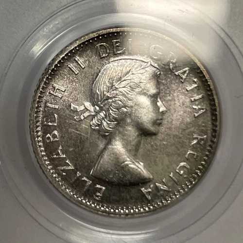 1959年 カナダ エリザベス2世 プルーフ加工 銀貨 10セント BOAT 249