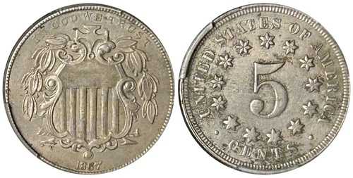 1867年製 シールドニッケル - 光線なし - PCGS AU 詳細は写真の通り - 送料無料
