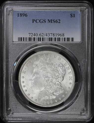 1896-P 1ドル モルガン銀貨 PCGS MS 62 | 未流通 UNC