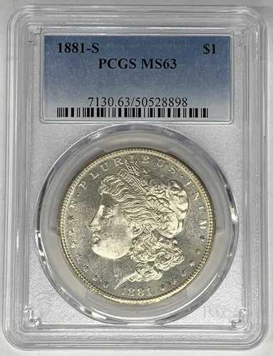 1881-S モルガン銀貨プルーフ OBV PCGS MS 63 (21) B