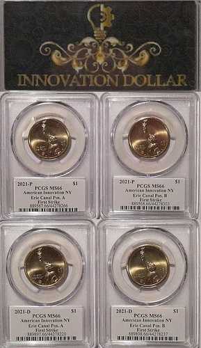 2021年 P&Dイノベーション・ダラー NYエリー運河 PCGS MS66 ファーストストライク ポジションA&B