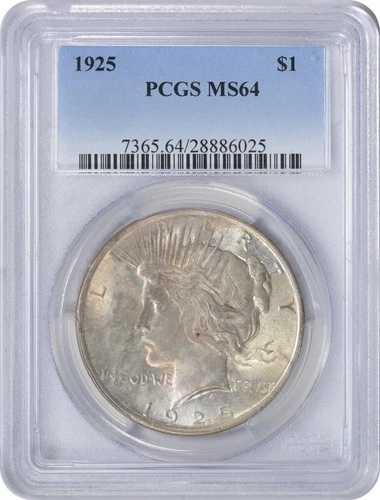 1925年ピースシルバードル MS64 PCGS