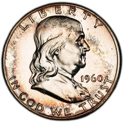 PR66 1960年 50セント フランクリンシルバー ハーフダラー プルーフ、PCGS トゥルービュー - 良好なトーン
