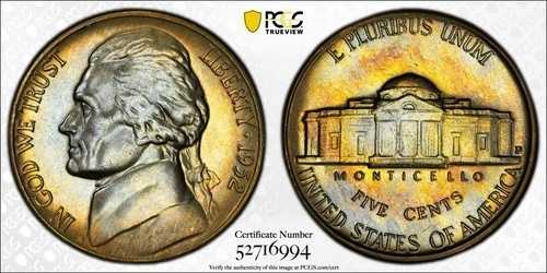 1952-D ジェファーソン ニッケル 5セント - PCGS MS66+ プラス - PQ トーンカラー 45,045円