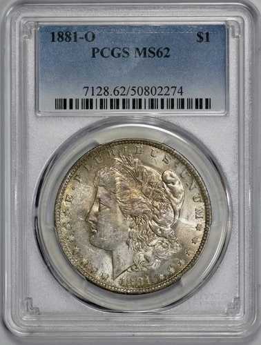 1881-O モルガン銀貨 1ドル PCGS MS 62 パステル調