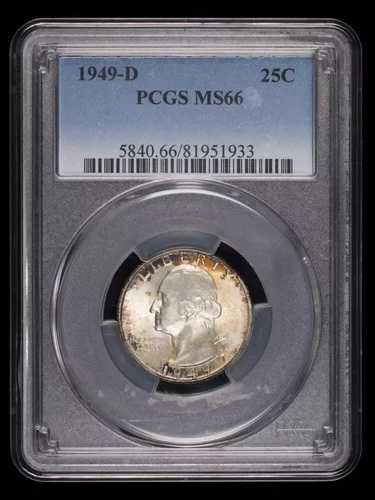 1949年 D クォータードル銀貨 PCGS MS-66