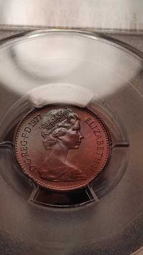 1977年 英国 ハーフペニー S-A1 PCGS MS68 RB トップポップ 1/0 ナイストーニング 1578