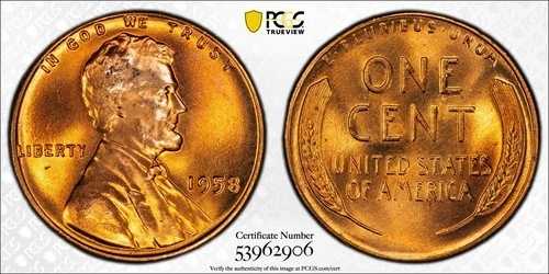 1958年 P リンカーン ウィート セント PCGS MS66RD はグレードが低いようです
