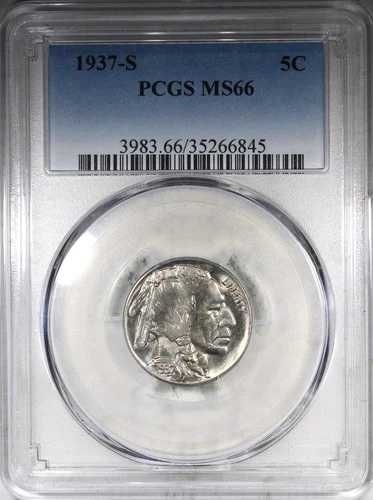 1937-S バッファローニッケル PCGS MS66 派手な強打
