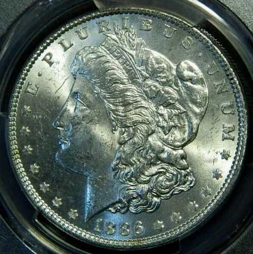 1886年 P$1モーガンドル PCGS MS63 ～ VSS VAM 1H (ダイスクラッチウィング) ～ R5 ～ (L#3-11)- 45,045円