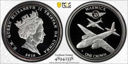 2018年 トリスタンダクーニャ 1 クラウン ワーウィック WW2 RAF 航空機 爆撃機 PCGS PR69 DCAM 45,045円