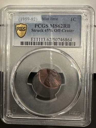1959-1982年 リンカーン セントペニー 1セント ミント エラーストライク センターより45%オフ PCGS MS62RB