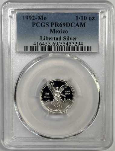 1992年 1/10オンス オンザ シルバー リベルタッド - PCGS PR69 DCAM - プルーフ ディープカメオ