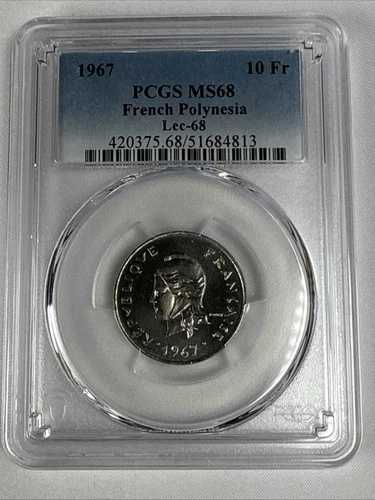 1967年 フランス領ポリネシア 10フラン - Lec-68 - PCGS MS 68