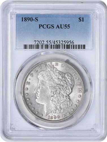 1890-S モルガン銀貨 AU55 PCGS