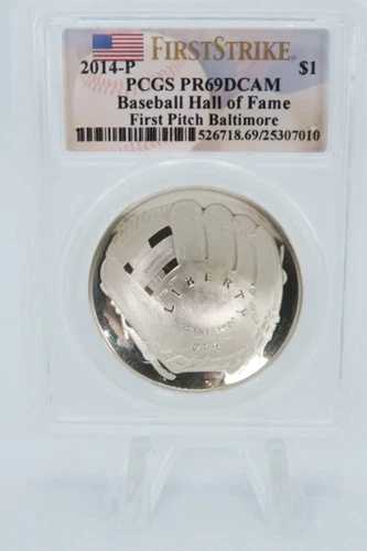 2014-P PCGS PR69DCAM 野球殿堂記念 シルバー プルーフ 1ドル