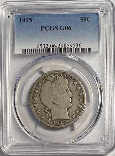 1915 年バーバー ハーフ ドル PCGS G06 ? 重要な日付!!