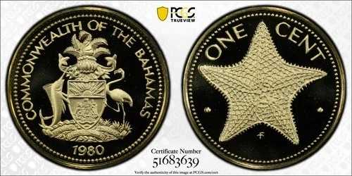 1980年 バハマ連邦 1セント硬貨 FM フランクリンミント PCGS PR 69DCAM 45,045円