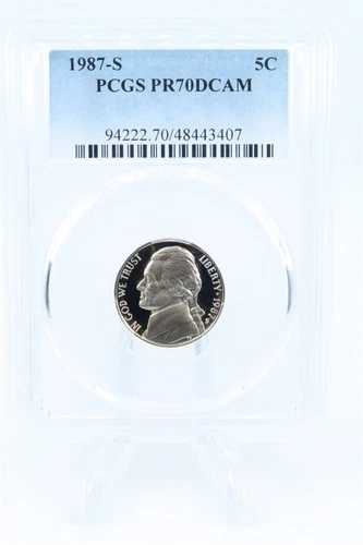 1987-S PCGS PR70DCAM ジェファーソン ニッケル プルーフ 5C
