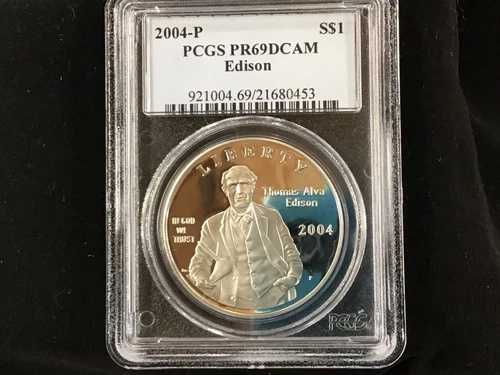 2004-P トーマス・A・エジソン シルバードル PCGS PR69DCAM ジェムプルーフ B0502 45,045円