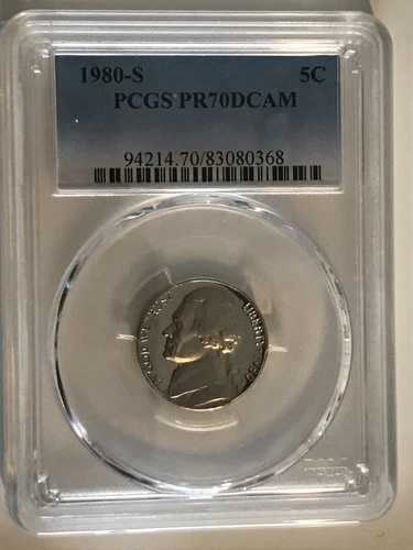 1980年代 5C PCGS PR70DCAM ジェファーソン ニッケルコイン * 完璧なコイン * 希少品 *