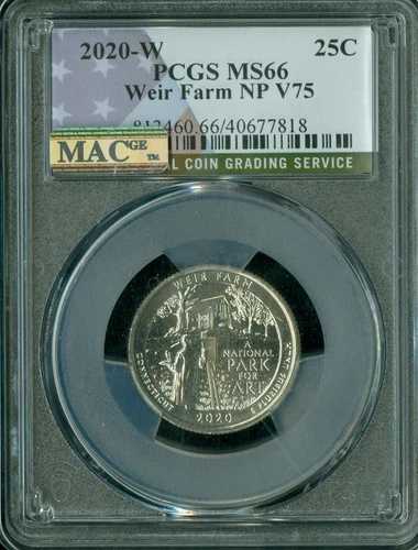 2020 W WEIR FARMS クォーター PCGS MS66 PQ MAC 2ND 最高級 & スポットレス V75 プライベート。