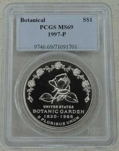 1997-P ボタニックガーデンズ アンク シルバー ダラー PCGS MS 69 米国造幣局 1ドルコイン
