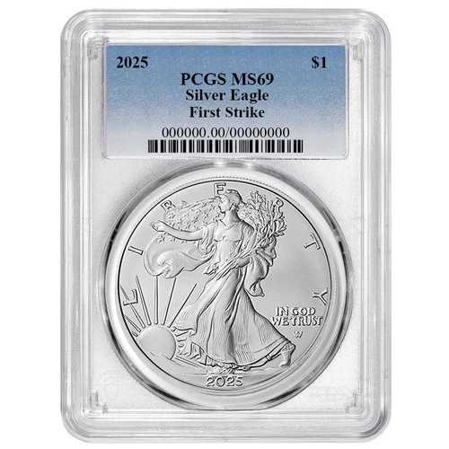 2025年 1ドル アメリカン シルバー イーグル PCGS MS69 FS ブルーラベル｜WORLD RESOURCE【QUEEN店】 42,185円