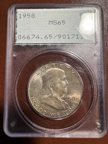 1958 フランクリン ハーフダラー MS65 PCGS ラトラー ホルダー