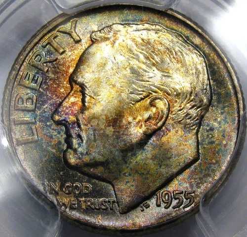 1955 年ルーズベルト ダイム 極上宝石 BU PCGS MS-66+... 非常に美しく、色も美しい!!! 42,900円