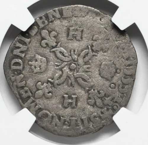 フランス国王 アンリ 2 世 1553-D シルバー ドゥザン オー クロワッサン リヨン 1547-1549 NGC VF20