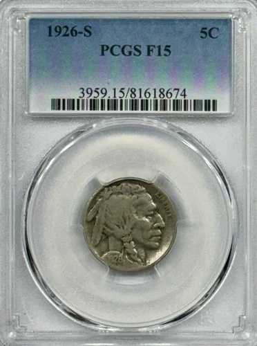 1926-S バッファロー ニッケル PCGS F-15 キー デート!