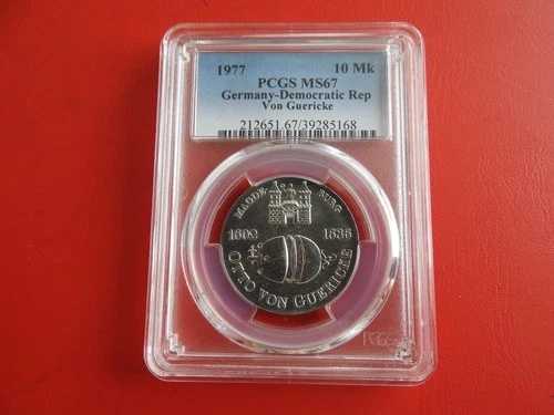 * DDR 10 マーク 1977 PCGS MS67 * シルバー * オットー フォン ゲーリッケ (KOM)(2)-