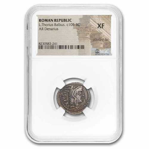 ローマ AR デナリウス L.T. バルバス (紀元前 105 年) XF NGC (クロフォード 316/1)