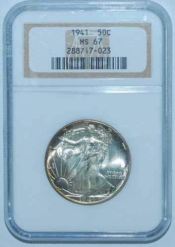 1941年 NGC MS67 ウォーキング・リバティ・ハーフダラー