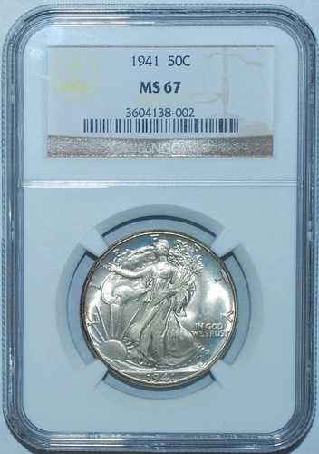 1941年 NGC MS67 ウォーキング・リバティ・ハーフダラー