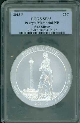 2013-P ペリー ビクトリーメモリアル NP アメリカ 美しい ATB 5オンス シルバー PCGS SP68