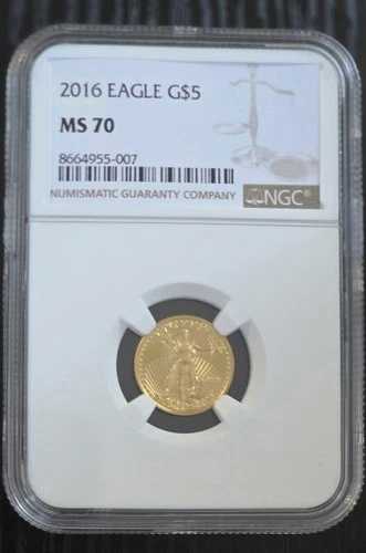 2016 ゴールド イーグル 5 ドル 10 分の 1 オンス MS 70 NGC 1/10 オンス。
