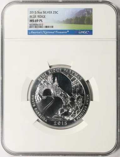 2015年 ブルーリッジパークウェイ ATB 5オンス シルバークォーター 25セント NGC MS69PL