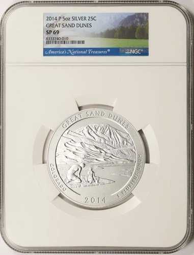 2014-P グレートサンドデューンズ ATB 5オンス シルバークォーター 25セント NGC SP69｜WORLD RESOURCE【QUEEN店】