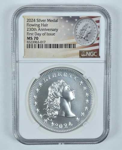 2024年 フローイングヘア シルバーメダル 230周年記念 FDOI MS70 NGC スペシャルラベル
