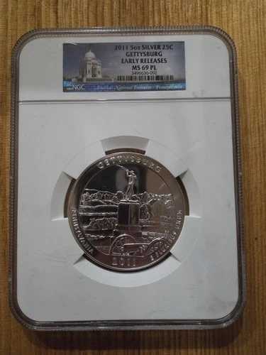 2011年 ゲティバーグ アメリカ・ザ・ビューティフル シルバーコイン 5オンス NGC MS69 アーリーリリース