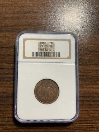 1866-P 2セント硬貨 2C NGC ミントステート 65 MS 65 レッドブラウン (RB) 希少高グレード 139,150円