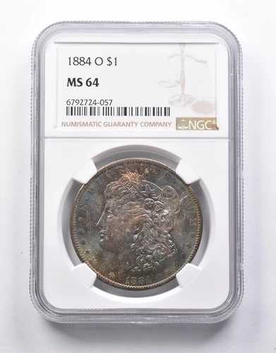 MS64 1884-O モルガン銀貨 NGC 美しい色調 *6741