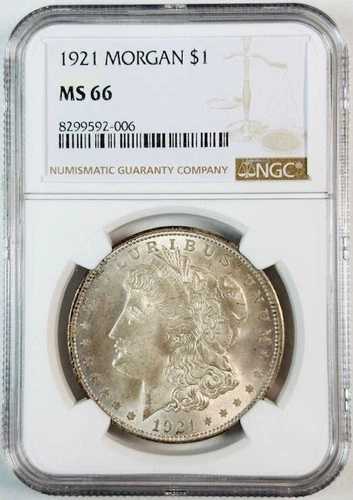 1921年 モルガン銀貨 NGC MS-66